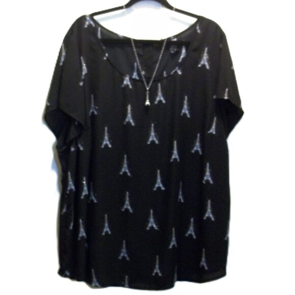 Torrid Eiffel Tower Button Back Blouse Chiffon - Picture 2 of 5